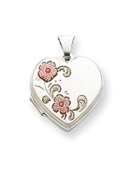 Sterling Silver Floral 18mm Heart Locket
