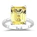6.09 Cts Yellow Beryl Solitaire Ring in 14K White Gold