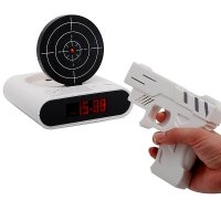 iBRIGHT Shooting Gun Recordable Alarm Clock- White