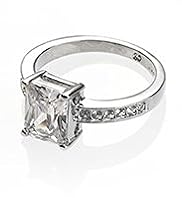 Platinum Plated Diamanté Baguette Ring