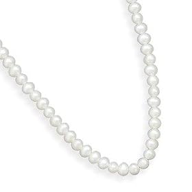 White Pearl Small Brides or Childrens Necklace Sterling Silver Adjustable