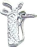 14K White Gold 3-D Golf Bag with Clubs Charm Pendant