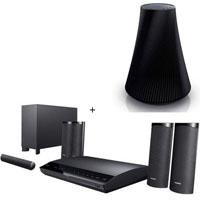 Sony 3D Blu-Ray 5.1 Channel Home Theater System, 1000 Watts, Full HD 1080p Playback, iPhone/iPad and Android Remote Control, Black - Bundle - with Sony SA-NS500 HomeShare Portable Speaker, Battery Operated, Black