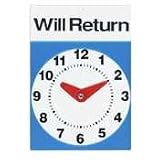 AVT83637 Will Return Clock Sign, 6 x 9, Blue/White