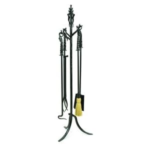 Country Inn Wrought Iron 5 Piece Fireplace Tool Set - 60h