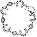 Silver-tone Bracelet with Horseshoes with Pink Stones