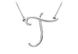 LetterT Script Pendant - .925 Sterling Silver