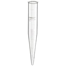 Kimble Kimax 45170-125 Glass Conical Bottom 12.5mL API Centrifuge Tube with Long Taper, Graduated, Calibrated 'To Contain', Clear, Case of 12