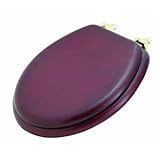 Mayfair 9602BR178 Natural Reflections Round Toilet Seat, Cherry with Brass Hinges
