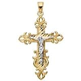 Crucifix Charm in 14kt. Two Tone Gold