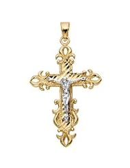Crucifix Charm in 14kt. Two Tone Gold