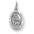 Sterling Silver St.Christopher Medal Charm - 1/2" x 1" - JewelryWeb