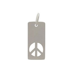Rectangular Peace Tag with Cut Out Design in Sterling Silver, #8350