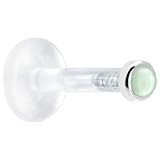 14 Gauge 3 8 Solid 14KT White Gold 2mm Genuine Aventurine Quartz Bioplast Push in Labret