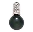 14k White Gold, Diamond & Tahitian Black Pearl Pendant (0.07ctw)