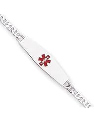 Sterling Silver Non-enameled Medical ID Anchor Link Bracelet