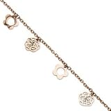 Stainless Steel Rose Gold-plated Flowers 10.5in Anklet Length 10.5