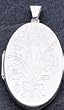 Sterling Silver Floral Bouquet Oval Locket with 20 inch Sterling Silver Chain