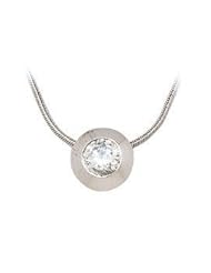 White Modern Diamond Bezel Solitaire Pendant