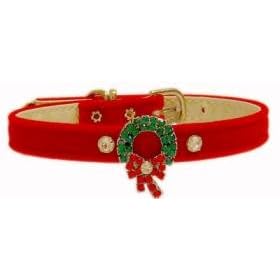 Red Velvet Christmas Holiday Dog Collar - Size 12 by