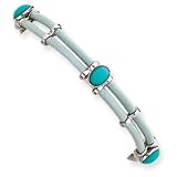 Sterling Silver 3mm Light Blue Fancy CZ Flexible Bangle Bracelet QB166