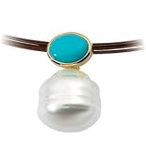 14K Yellow Gold 07.00X05.00/11Mm Fine Circle South Sea Cultured Pearl & Genuine Turquoise Pendant 21lHgmJ5NdL. SL160 14K Yellow Gold 07.00X05.00/11Mm Fine Circle South Sea Cultured Pearl & Genuine Turquoise Pendant