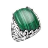 .925 Silver & Malachite Cut-Out Ring, Sizes 6-8
