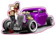 Hot Rod Pin Up Girl Decal Sticker 6" Fast Free Shipping