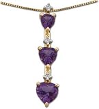 Heart-Cut Amethyst Three-Stone Pendant