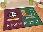 Florida State Seminoles and Miami Hurricanes 34 x 44.5 House Divided Mat