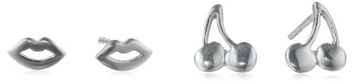 Cheap Girls Jewelry Kate & Lucy Girls Sterling Silver Lips and Cherry 2 Piece Earrings Set For Sale