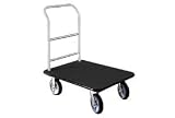 Bellman Hotel Truck 35x25 Satin Aluminum 1 Handle, Black Carpet, Rubber Wheels