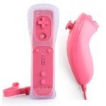 Nintendo Wii Remote and Nunchuck Controller Combo - Pink (Non Oem)-Includes Silicone Sleeve and Wrist Strap