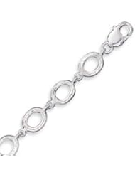 Sterling Silver 7.5 Inch Polished Diamond-cut Fancy Link Bracelet - 7.5 Inch