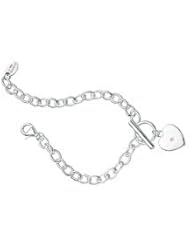 5 1/2 Inches Sterling Silver Diamond Heart Childrens Bracelet