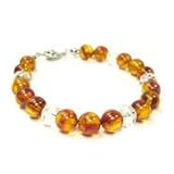 パワーストーン 天然石・琥珀&水晶ブレスレット