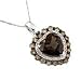14K White Gold Diamond and Brown Daimond Heart Shaped Smoke Topaz Necklace