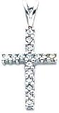 14K White Gold Diamond Cross Pendant Charm Jewelry