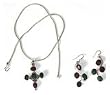 Designer Jewelry Earring And Pendant Sets Sterling Silver With Ruby Gemstones 33 Grams (Pndts049)