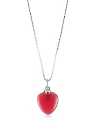 ELLE Jewelry "Heart" Red Jade Sterling Silver Necklace, 16"