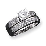 Sterling Silver 2-Piece CZ (Cubic Zirconia) Wedding Set Rin