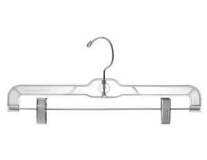 Plastic Bottoms Hangers w/Clips Clear Box of 100