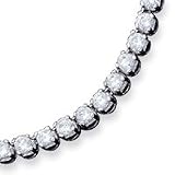 Sterling Silver Fancy CZ Necklace - 17 Inch