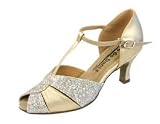 Gogo Dance Shoes - Gold Leather with Sparkle 2.5" Heel