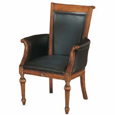 Leather Guest Chair with West Indies Cherry Frame Black Leather/West Indies Cherry Finish