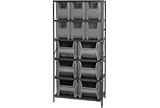 Shelving With 12 Hopper Bins 36x18x75