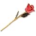 Long Stem Dipped 24k Gold Trim Pink Rose In Gold Gift Box