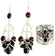 Valentines Gifts Silver Garnet Earrings and Ring (nerss007)