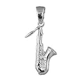1001 Bijoux - Pendentif saxophone argent rhodi�