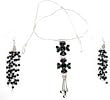 Jewellery Set Silver Black Onyx Earrings and Necklace (gnklcs280)